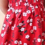  Đầm nhún thun bé gái màu đỏ - GDZ023 