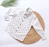  Áo sơmi tay dài bé trai trắng cotton thêu họa tiết - TAS034 