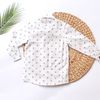 Áo sơmi tay dài bé trai trắng cotton thêu họa tiết