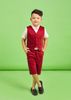 Thời trang cho bé 10 tuổi, Quần yếm ngắn viền lưng đỏ đô bé trai