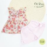  Đồ bộ bé gái hoa màu hồng oli river T119 - ODB049 