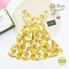 Chân váy trẻ em 11 tuổi, Đầm đi biển màu vàng  oli river T230