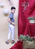  Áo sơmi tay ngắn bé trai linen tay lơ vê họa tiết 3 - TAS019 