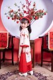  Bộ áo dài bé gái lựu đỏ nữ tính N268 -OAD046 