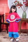  Bộ áo dài bé gái áo hồng phối quần xanh kèm mấn N247 - OAD049 