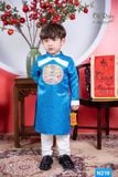  Áo dài bé trai màu xanh phối trắng N219-1 - OAD051 