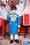  Áo dài bé trai màu xanh phối trắng N219-1 - OAD051 