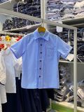  Áo sơ mi tay ngắn xếp ly xanh cao cấp - TAS039 