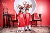  Bộ áo dài bé gái áo đỏ phối quần trắng N263 - OAD052 