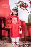  Bộ áo dài bé gái áo đỏ phối quần trắng N263 - OAD052 