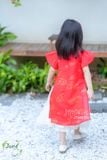  Áo dài bé gái J7348 long phượng đỏ - GAD034 