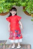  Áo dài bé gái J7348 long phượng đỏ - GAD034 