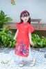  Áo dài bé gái J7348 long phượng đỏ - GAD034 