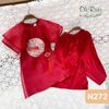  Bộ áo dài bé gái màu đỏ phối bản ngực N272 - OAD057 