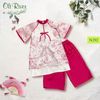  Bộ áo dài bé gái tơ hồng phối quần hồng sen N292 - OAD059 