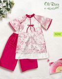  Bộ áo dài bé gái tơ hồng phối quần hồng sen N292 - OAD059 
