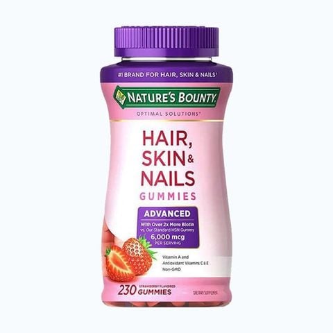 THỰC PHẨM BỔ SUNG DINH DƯỠNG DA, TÓC , MÓNG NATURE’S BOUNTY HAIR, SKIN & NAIL GUMMIES 6000mcg 230 VIÊN