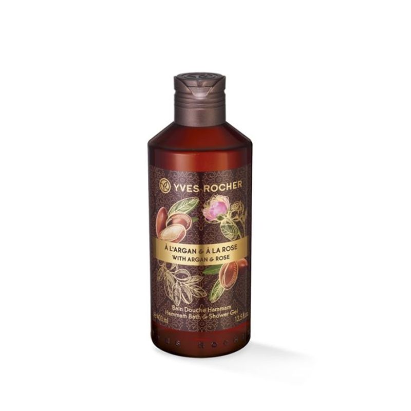 GEL TẮM YVES ROCHER  ARGAN & ROSE  RELAXING BATH AND SHOWER GEL 400ML