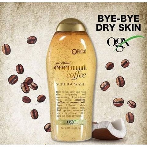 SỮA TẮM TẨY TẾ BÀO CHẾT OGX SCRUB & WASH SMOTHING + COCONUT COFFEE 577ML