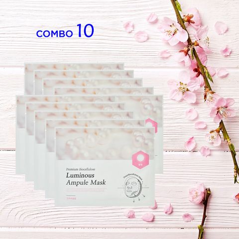 COMBO MẶT NẠ CAO CẤP GIẢM NÁM SÁNG HỒNG CĂNG BÓNG DA - PREMIUM BIOCELLULOSE LUMINOUS AMPULE MASK - N:CELL