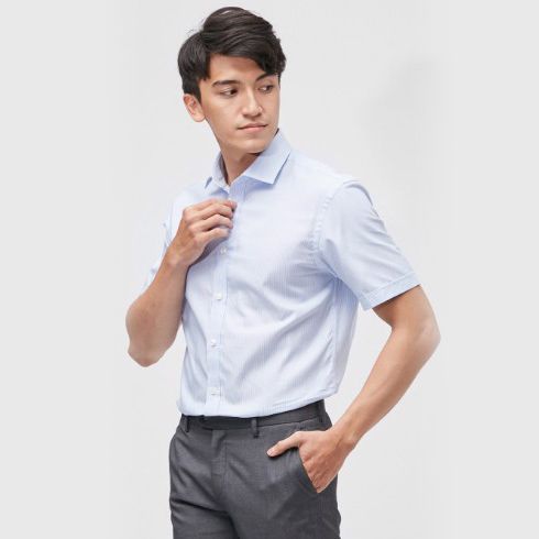 ÁO SƠ MI TAY NGẮN NAM CAO CẤP NHẬP KHẨU  CELIO GAMOSCOWY BLEU CIEL