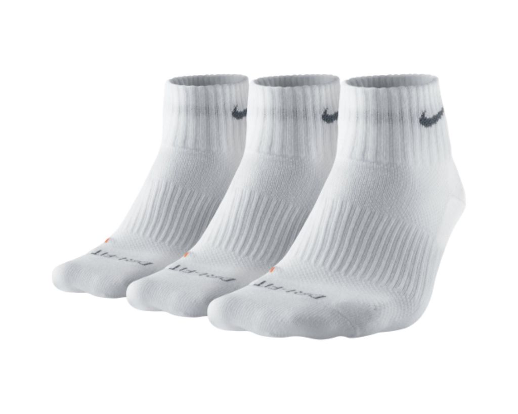 bộ 3 vớ thể thao Nike Dri-FIT Non-Cushion Quarter SX4847-101 (Trắng)