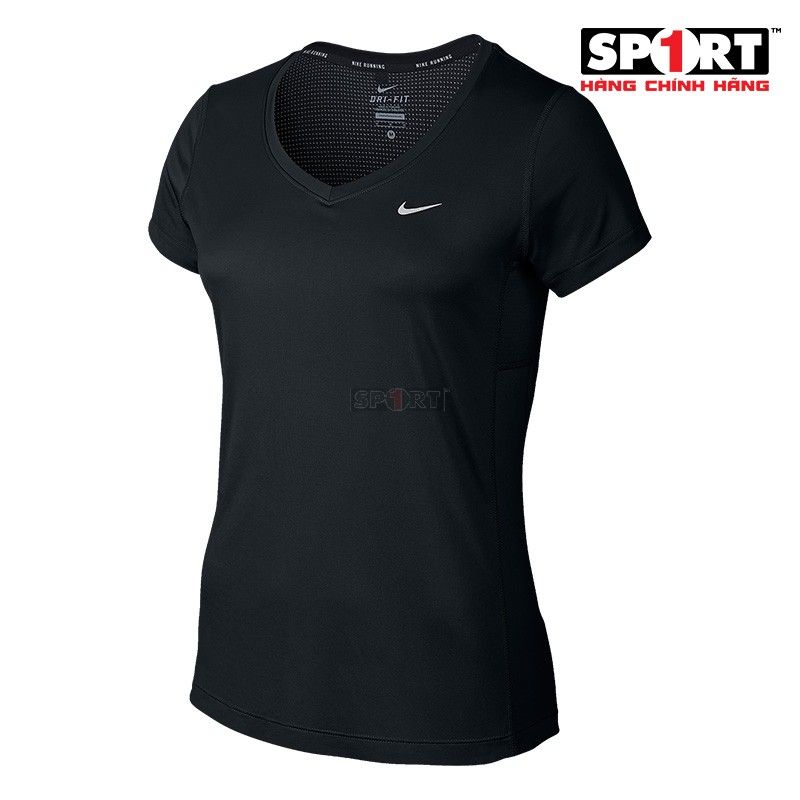 Áo thun thể thao nữ Nike T-shirt AS MILER V-NECK 694789-010 (Đen)