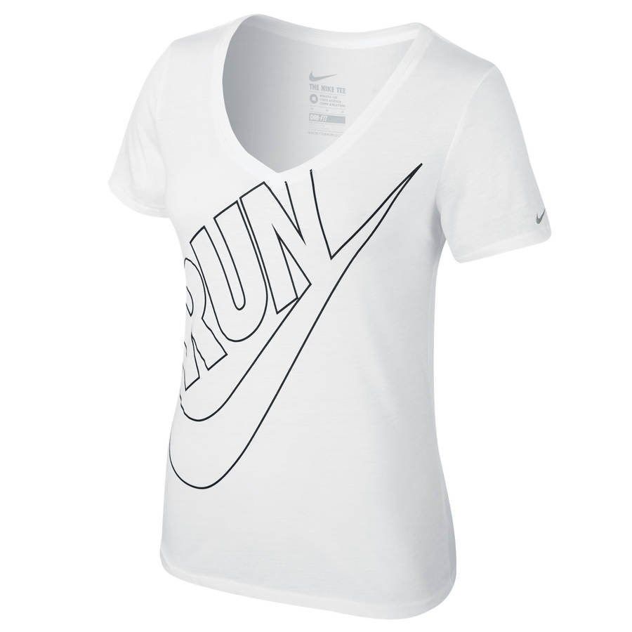 Áo thun thể thao nữ  Nike AS RUN P SWOOSH VNECK TEE 698376-100 (Trắng)