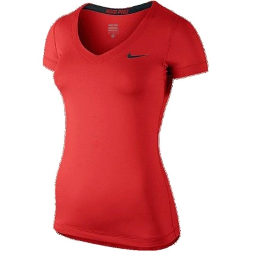 Áo thun thể thao nữ  Nike AS PRO SS V-NECK 589396-696 (Đỏ)