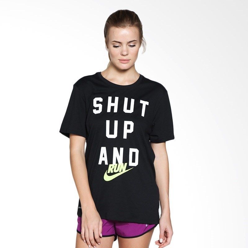 Áo thun thể thao nữ  Nike AS RUN P SHUT UP TEE 715626-010 (Đen)