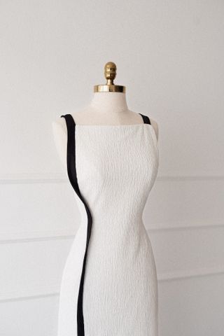 White slim dress with black trim - RTW-08