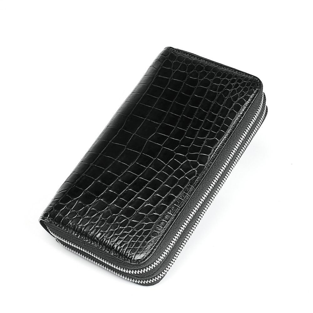 Ví cầm tay da bụng Cá Sấu hai khóa sang trọng - 3110338