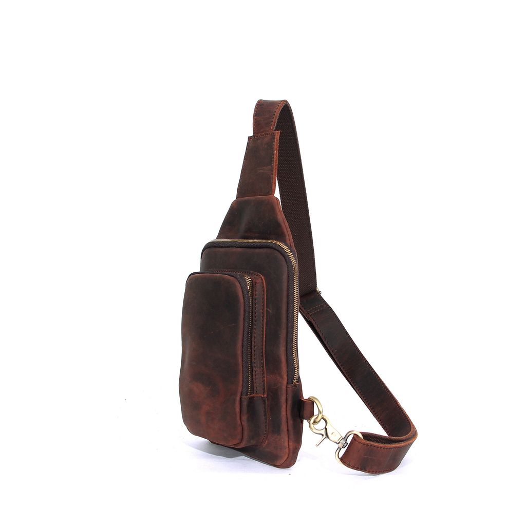 Túi đeo chéo da bò sáp dáng thể thao - 292791
