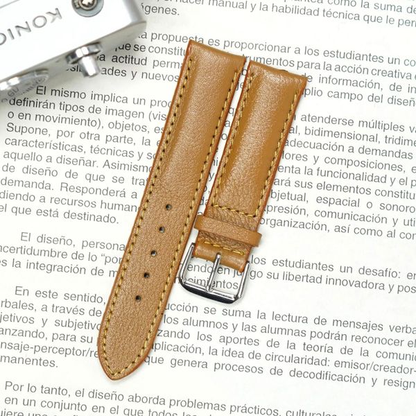 Dây đồng hồ da bò size 20 bền xịn - Nâu