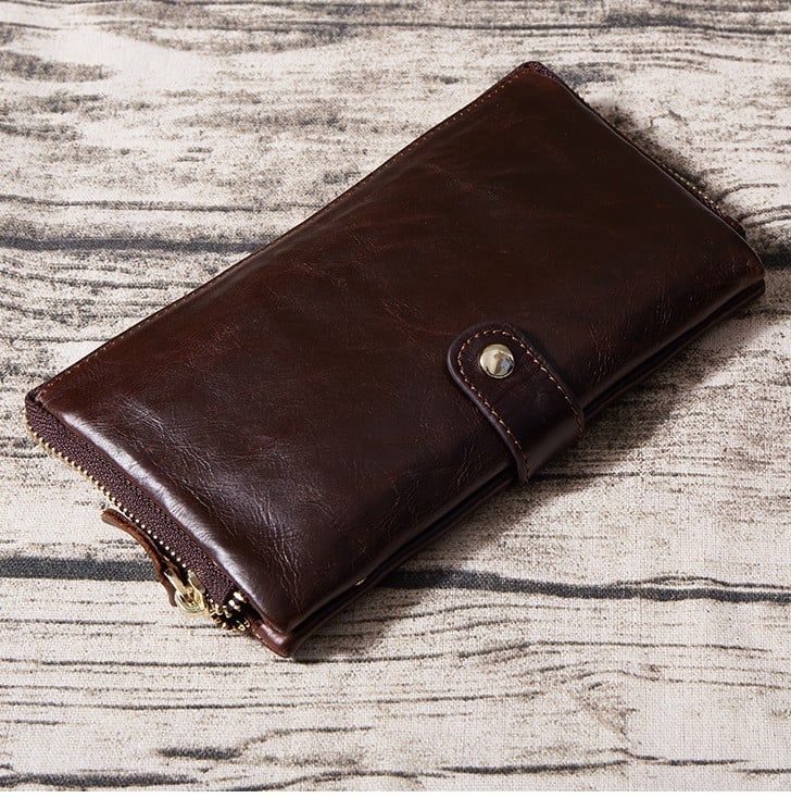 ví nam cầm tay da thật cao cấp - da bò nguyên miếng - 114025