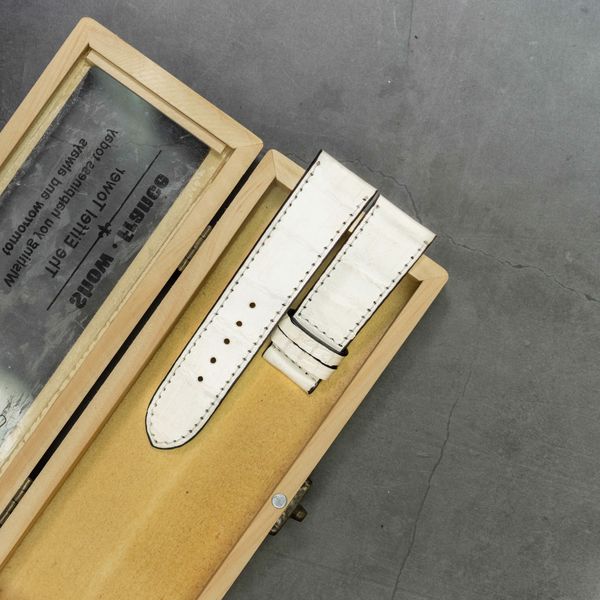 Dây đồng hồ size 24 da bò - Trắng