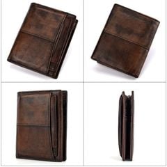Ví gấp nam da thật đánh xi thủ công - 307792