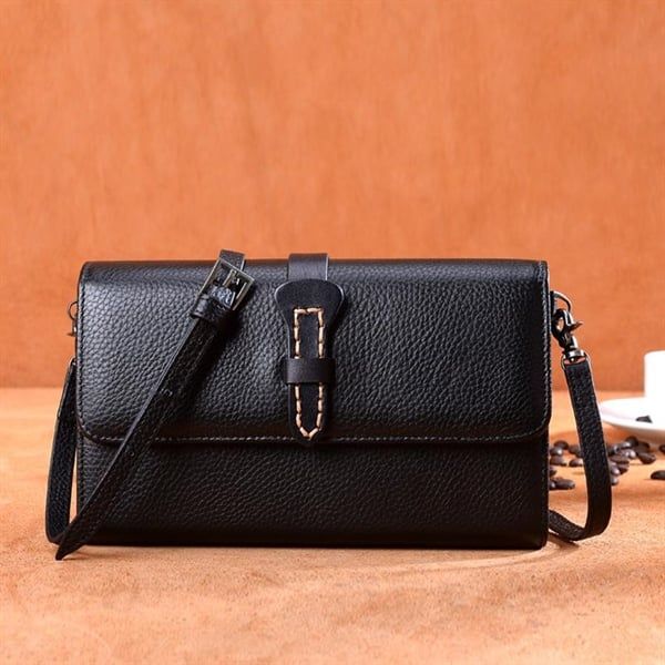 Ví nữ cầm tay da bò cao cấp kiêm túi đeo chéo - 3115285