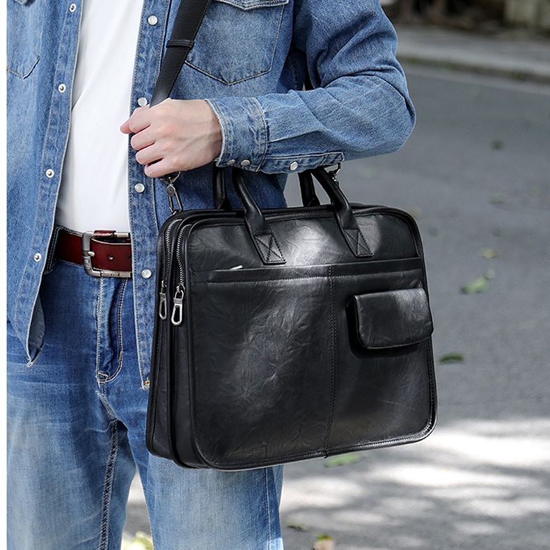 Cặp da bò hai khóa công sở lịch lãm - 3780236