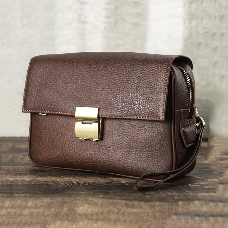 Clutch cầm tay da bò khóa số lịch lãm - 3613181