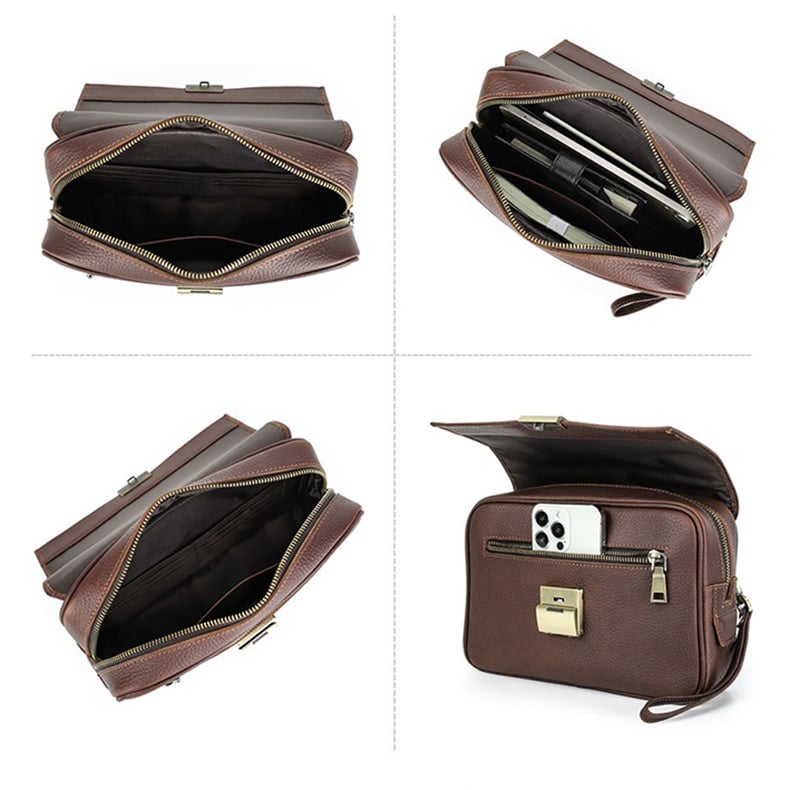 Clutch cầm tay da bò khóa số lịch lãm - 3613181