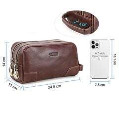 Clutch cầm tay hai ngăn có khóa số da bò - 4321766