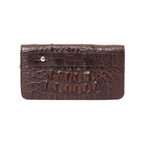 Clutch cầm tay da Cá Sấu một khóa cỡ trung - Nâu đậm 2461