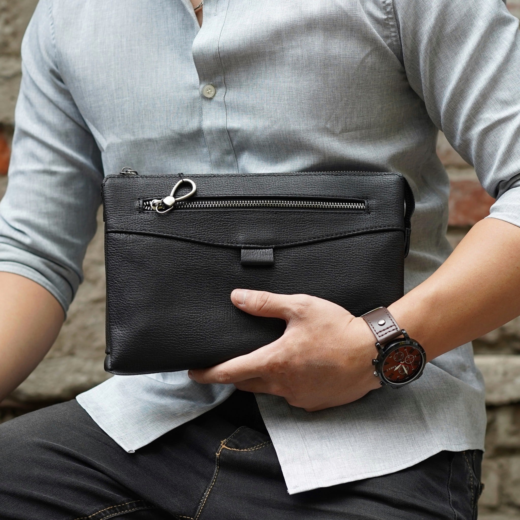 Clutch cầm tay da mềm một khóa - 1427147