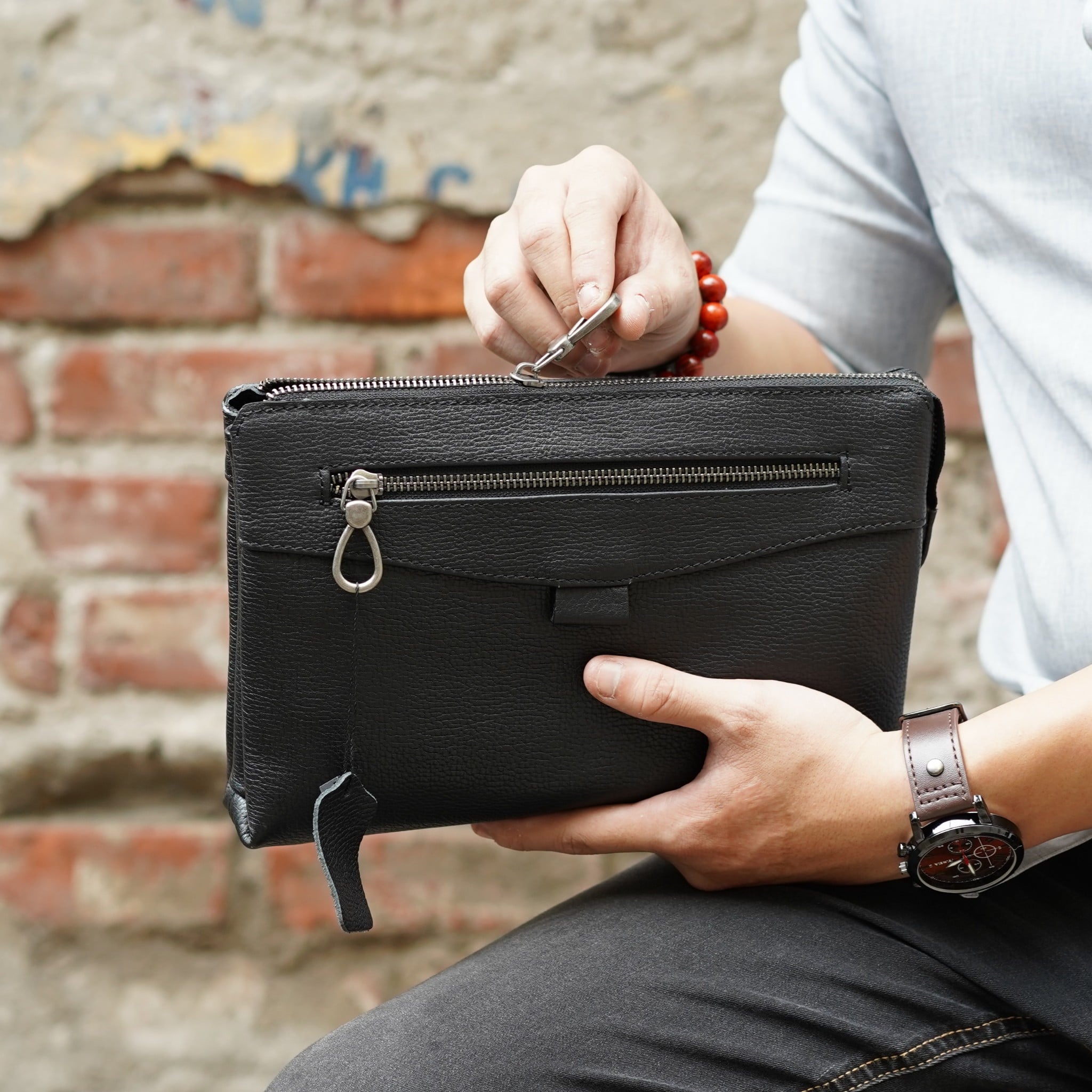 Clutch cầm tay da mềm một khóa - 1427147