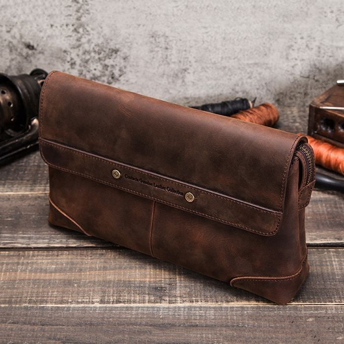 Clutch cầm tay nam da sáp ngựa điên - 1590278