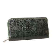 Ví cầm tay Clutch một khóa kéo da bụng Cá Sấu cỡ lớn - Xanh lá 2315