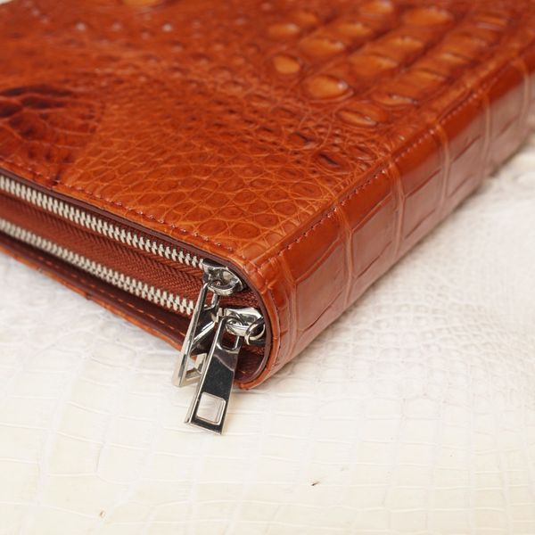 Clutch da Cá Sấu hai khóa Nâu đỏ - 141923