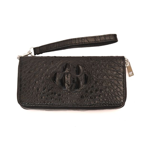 Ví cầm tay nam nữ da Cá Sấu một khóa - Đen 2138