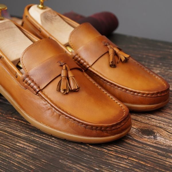 Giày lười da công sở cao cấp - Nâu vàng 1018